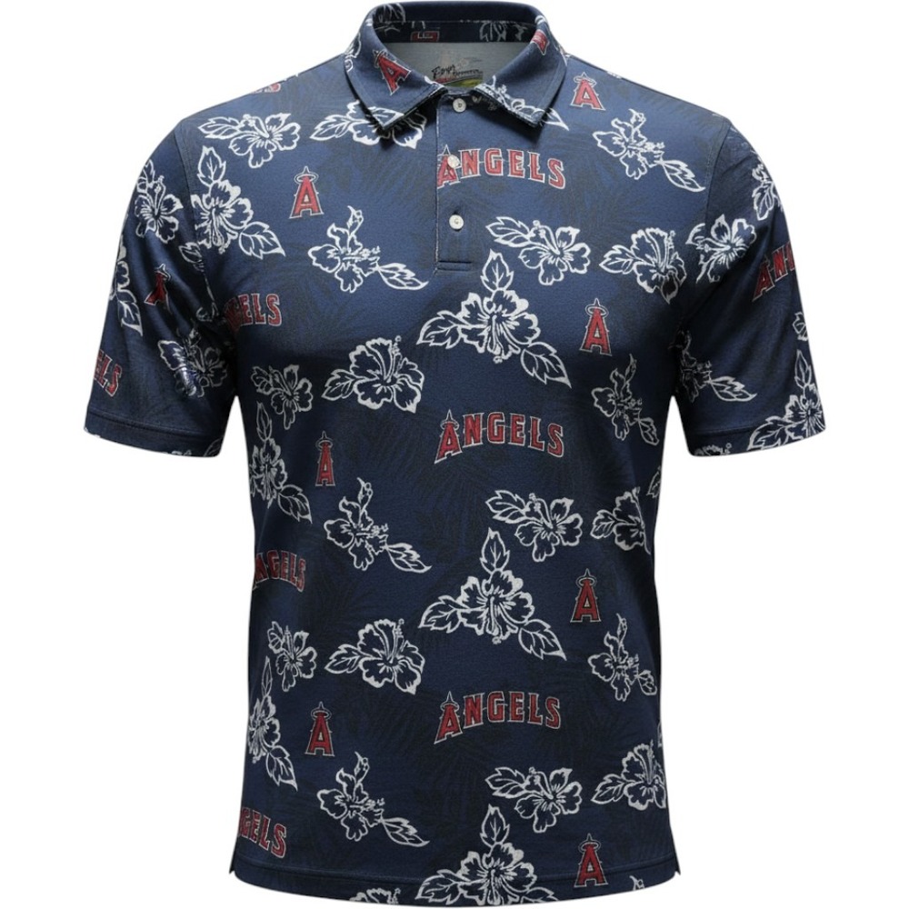 Reyn Spooner LA Angels AOP Performance Polo Navy Floral Tropical MLB Mens XL